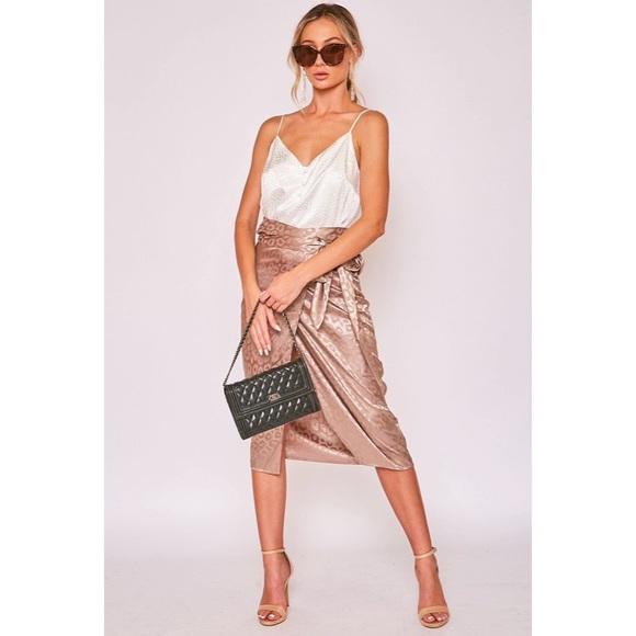 CHAMPAGNE GARDENS SILK MIDI SKIRT - Picture 5 of 8